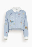 Sea Claira Button Down Top in Blue