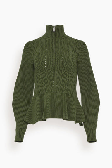 Simkhai Sweaters Susanna Long Sleeve Polo in Moss