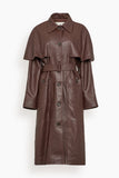 Sea Caitlin Leather Trench Coat in Brown