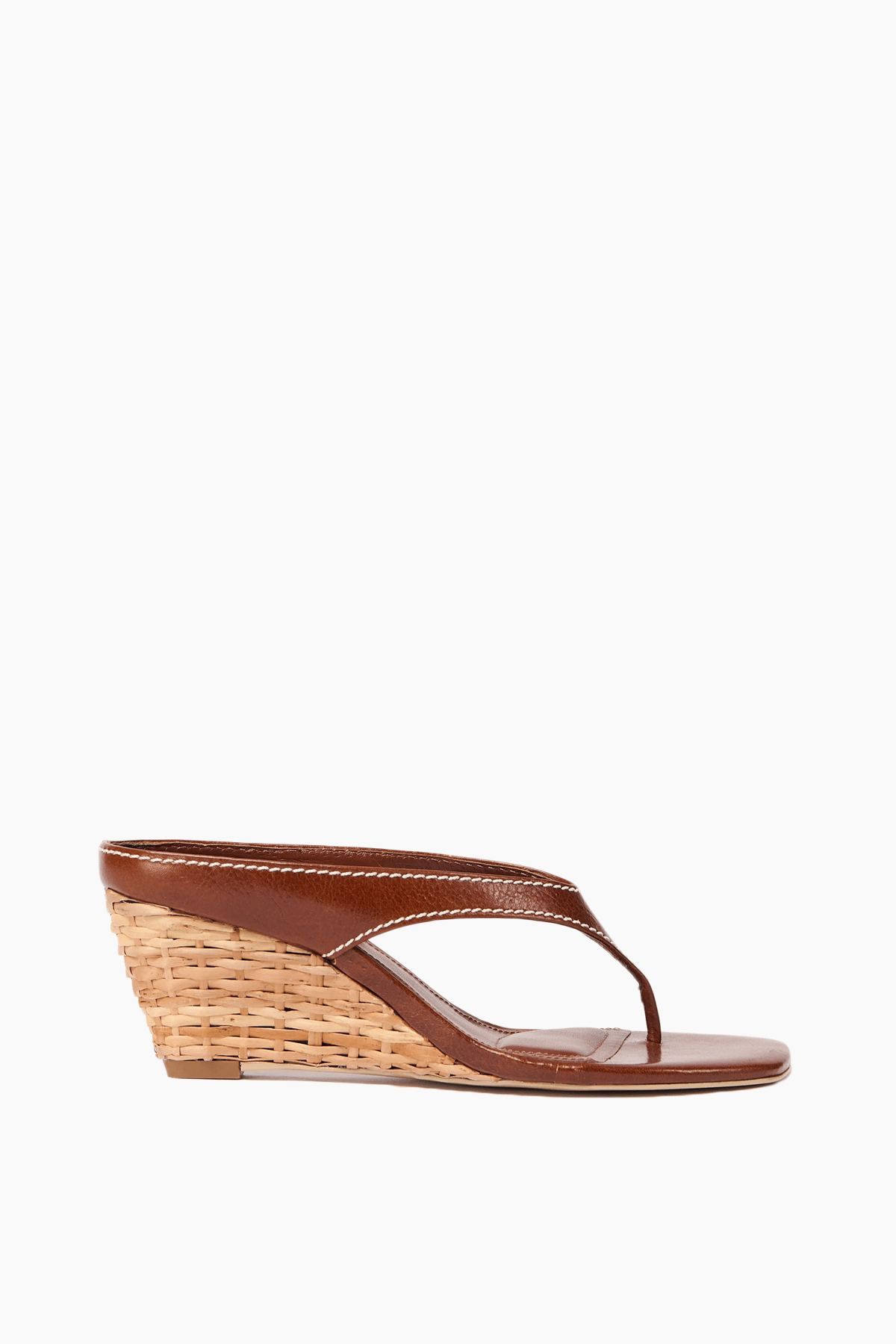 Simkhai Hazel Leather Thong Wedge in Saddle