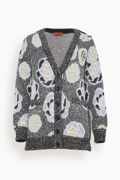 Missoni Sweaters Maxi Cardigan in Rose Sequins Black/Pink/Blue