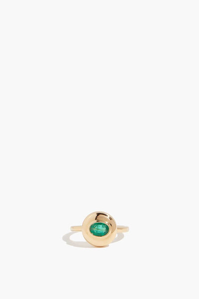 Emerald Saucer Ring in 18k Yellow Gold