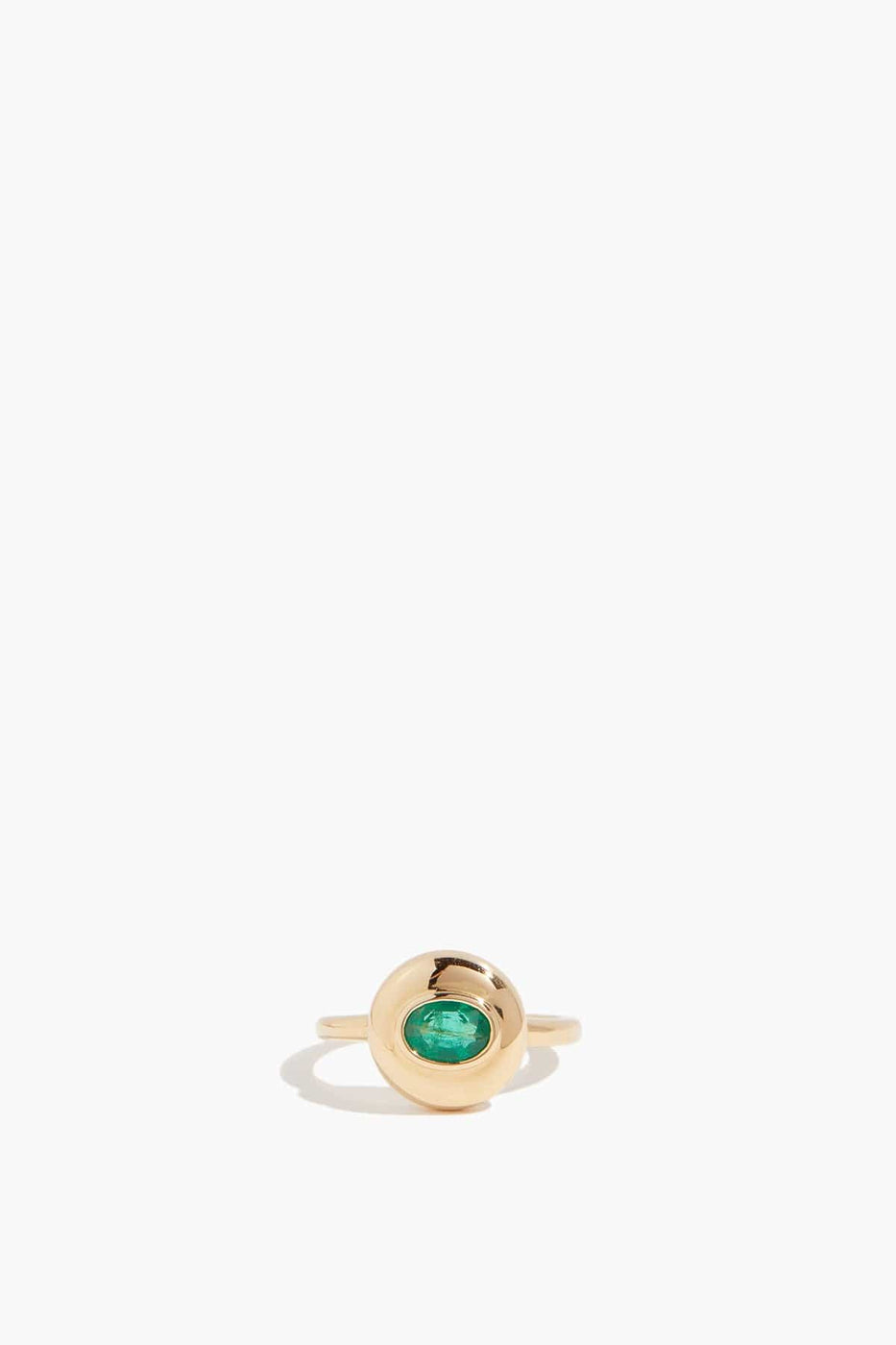 Stoned Fine Jewelry Rings Emerald Saucer Ring in 18k Yellow Gold