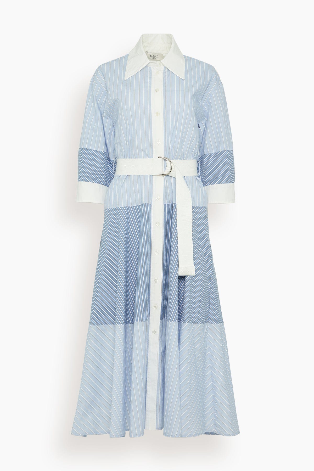 Sea Dresses Helmi Striped Shirting Shirt Dress in Blue Helmi Striped Shirting Shirt Dress in Blue