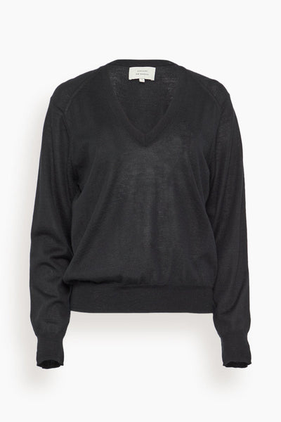 Julio V Neck Fine Knit Sweater in Black