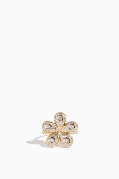 Vintage La Rose Rings Bubble Flower Diamond Ring in 14k Yellow Gold