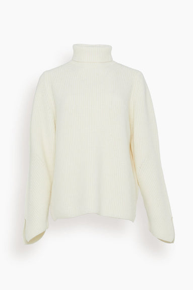 Forte Forte Sweaters Stretch Merinos Oversized Turtle Neck Sweater in Blanc