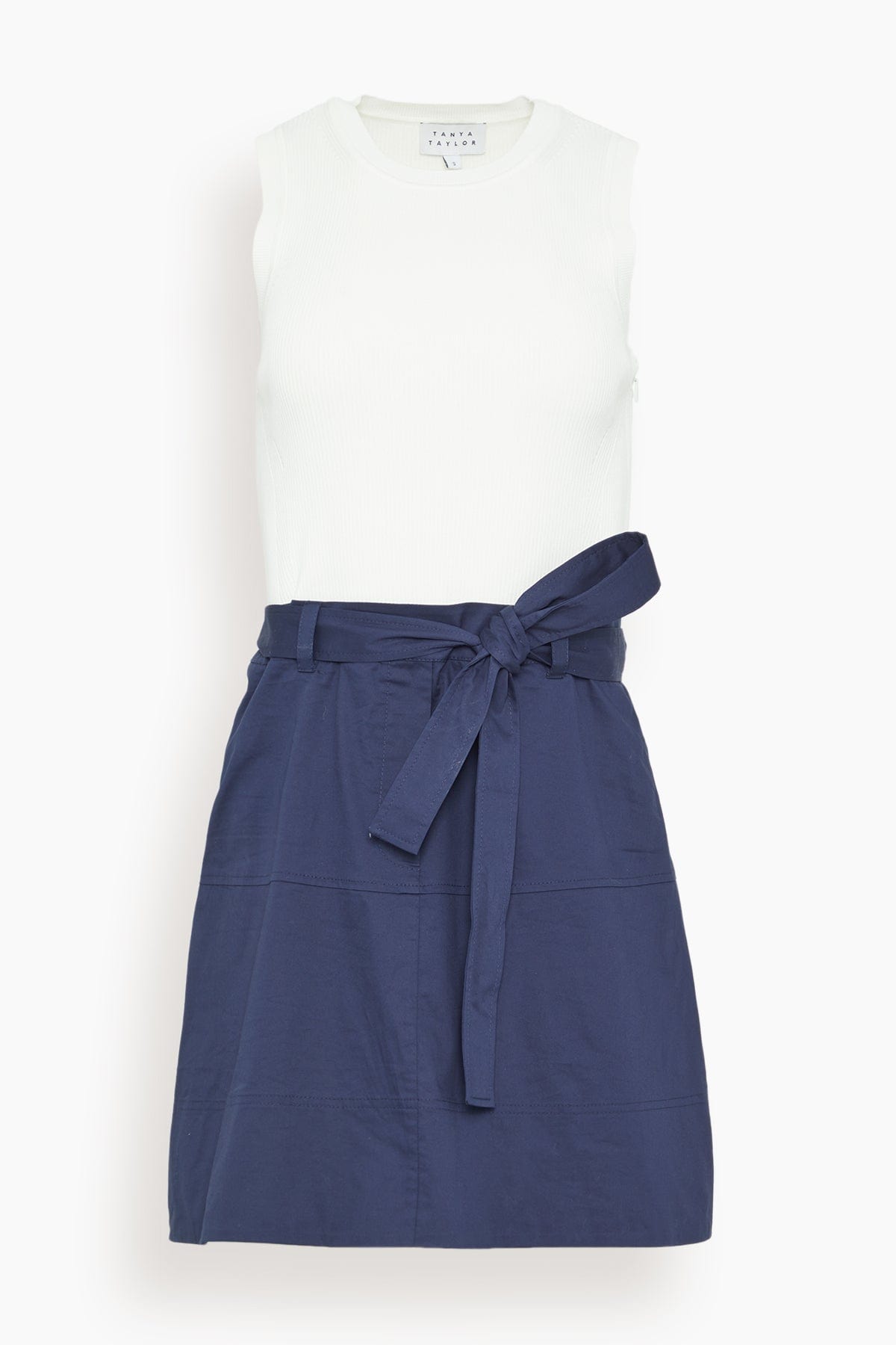 Tanya Taylor Vanessa Dress in White/Maritime Blue