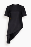 Loulou de Saison Madea Draped Asymmetric Top in Black