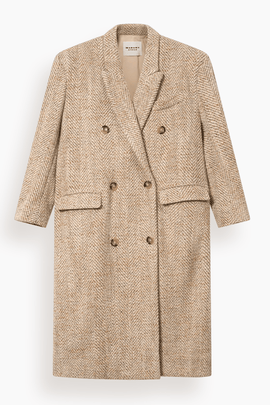 Pilda Herringbone Coat in Beige