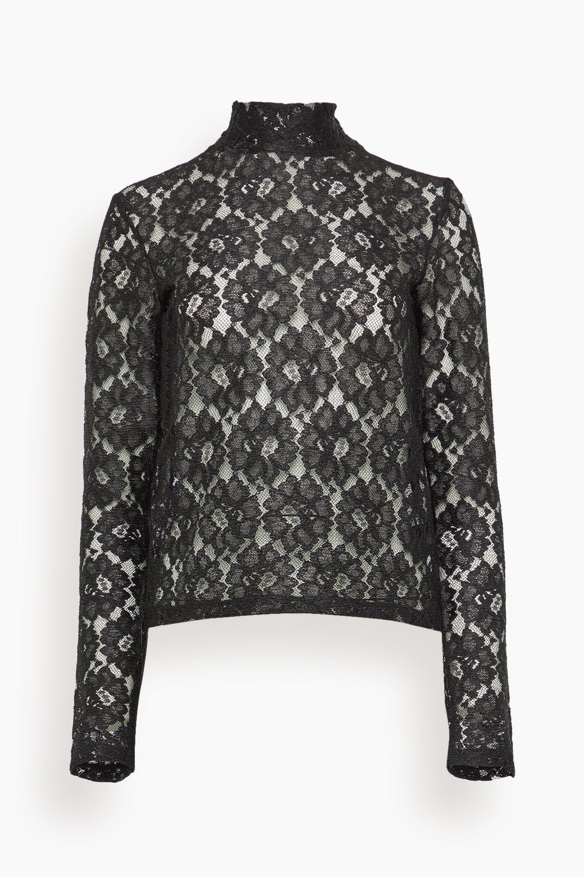 Rohe Lace Turtleneck Top in Black