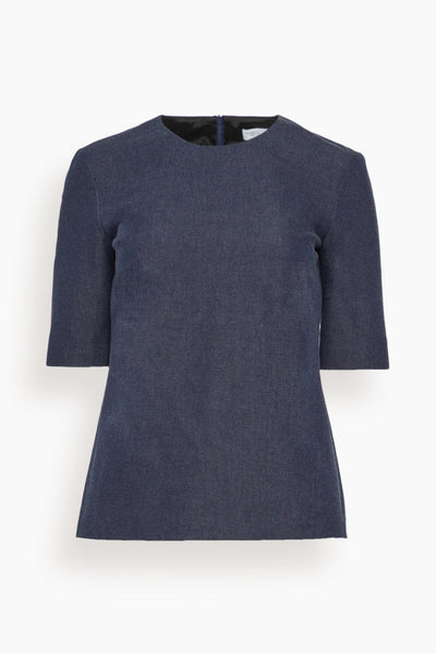 Fitted T-Shirt Top in Indigo