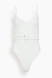 Simkhai Swimwear Noa Belted Bustier One Piece Swimsuit in White