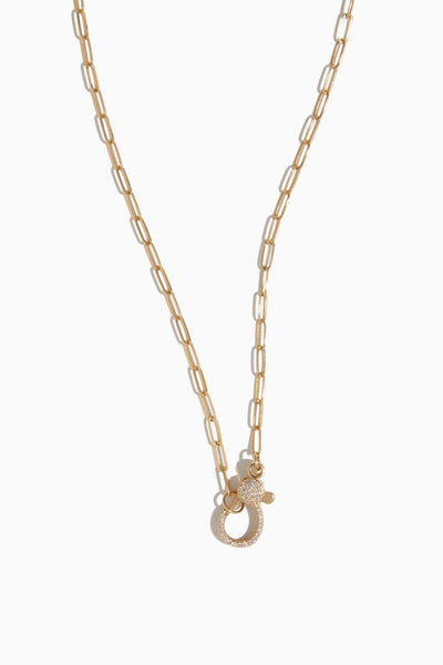 24" Paperclip Chain with Diamond Clasp in 14K Gold