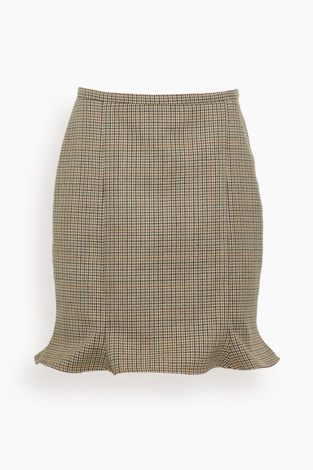 Bite Studios Arista Flared Checked Wool Skirt in Houndstooth Check