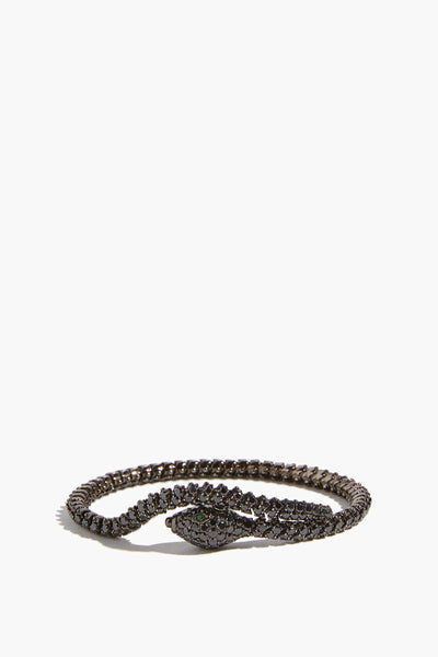 Black Diamond and Rhodium Serpent Bracelet in 18k White Gold