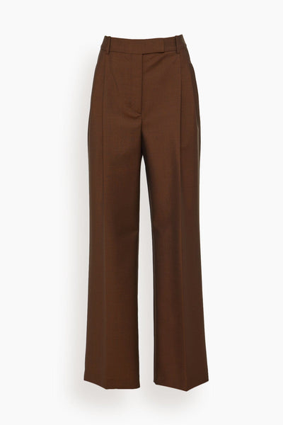 Mid-Waist Tailored Trousers in Mahogany