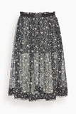 R13 Lace Midi Skirt in Mini Hearts on Black