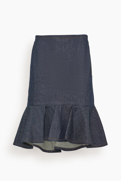 Petal Organic Denim Skirt in Dark Blue Raw