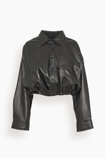 Crossover Bubble Shirt in Black Leather