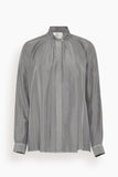 Forte Forte Heavy Habotai Silk Crater-Neck Shirt in Stone