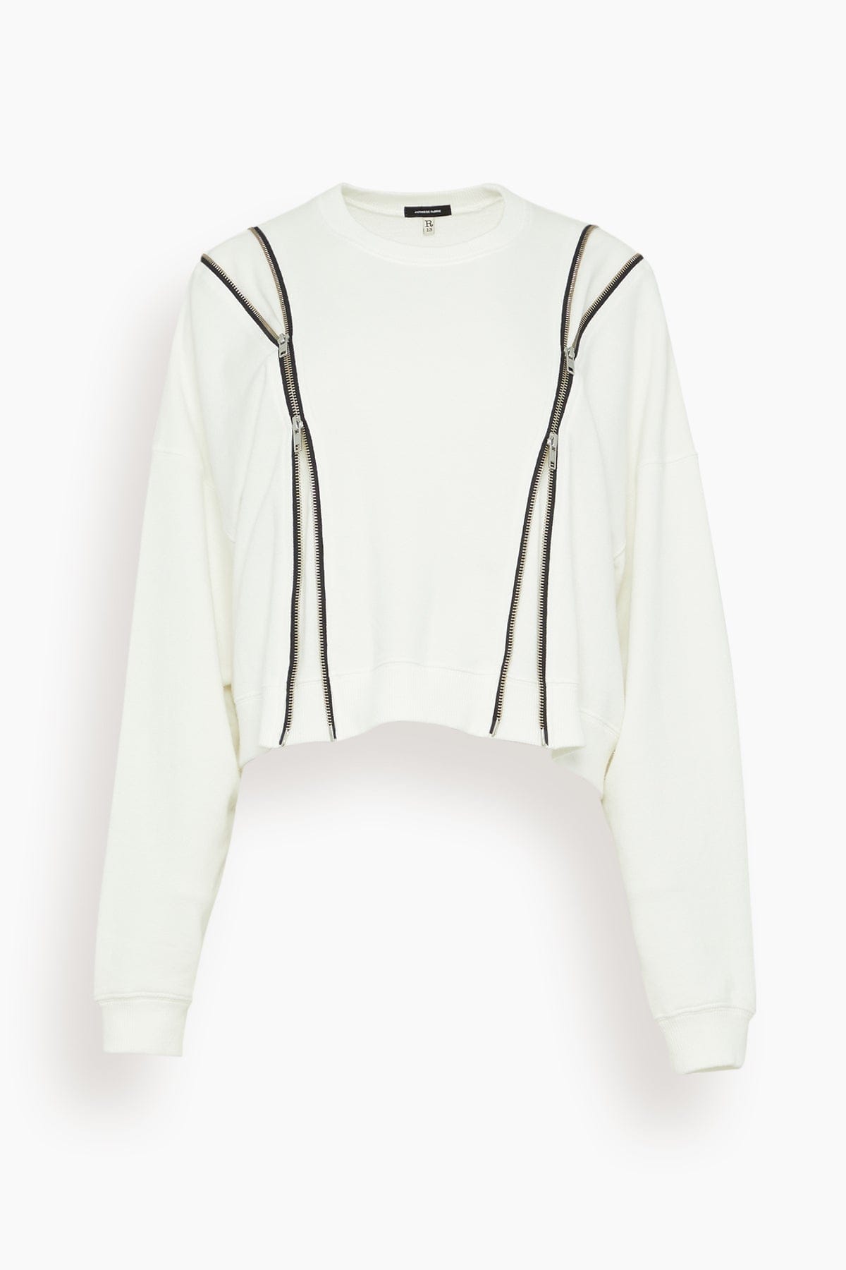 R13 Zippered Crewneck in White