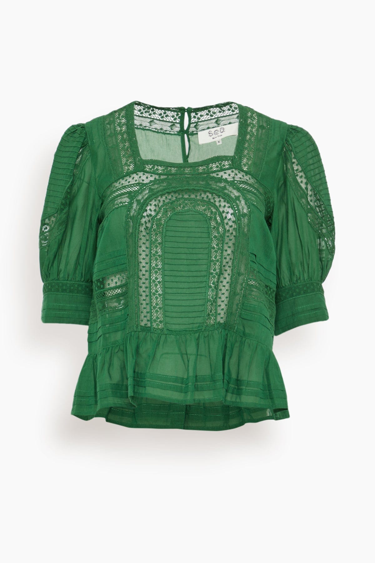 Sea Franca Lace Short Sleeve Top in Green