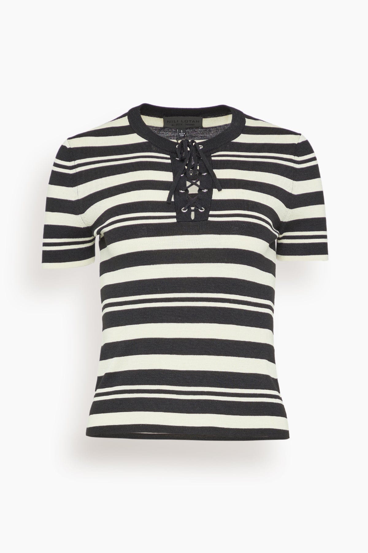 Nili Lotan Oaklynn Sweater in Black/Ivory Stripe