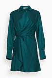 Simkhai Dresses Talit Draped Front Mini Dress in Emerald