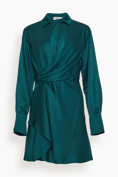Talit Draped Front Mini Dress in Emerald