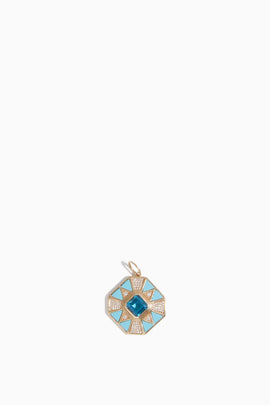Turquoise and Diamond Pendant in 14k Yellow Gold