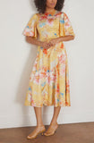 Markarian Cocktail Dresses Sarah Printed Satin Midi Dress with Flutter Sleeve in Yellow Peony Markarian Sarah Printed Satin Midi Dress with Flutter Sleeve in Yellow Peony