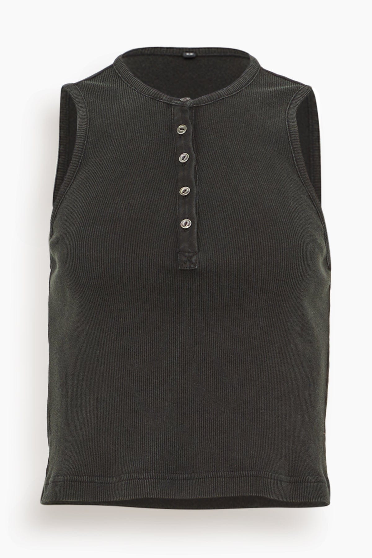 R13 Tops Henley Tank Top in Washed Black