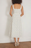 Markarian Cocktail Dresses Pansy Tiered Midi Dress with Bow Belt in Ivory and Blue Floral Markarian Pansy Tiered Midi Dress with Bow Belt in Ivory and Blue Floral