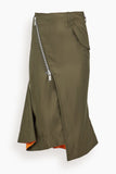 Sacai Nylon Twill Skirt in Dark Khaki