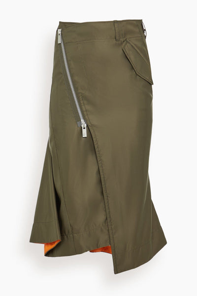 Nylon Twill Skirt in Dark Khaki