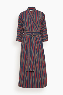 Pantry Stripe Wrap Dress in Provence Blue