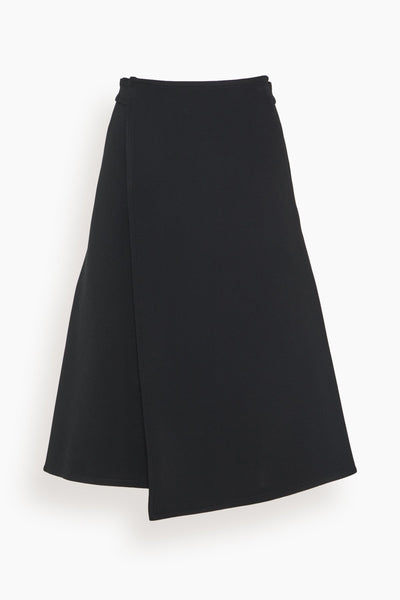 Bi-Stretch Suiting Wrap Skirt in Black