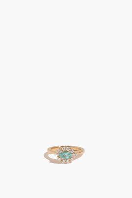 Bespoke Oval Paraiba Bloom Pinky Ring in 18k Yellow Gold
