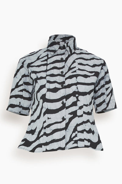 Hand-Batik Cotton Fitted Shirt in Black/White