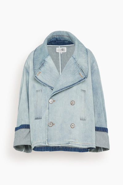 Denim Peacoat in Light Blue