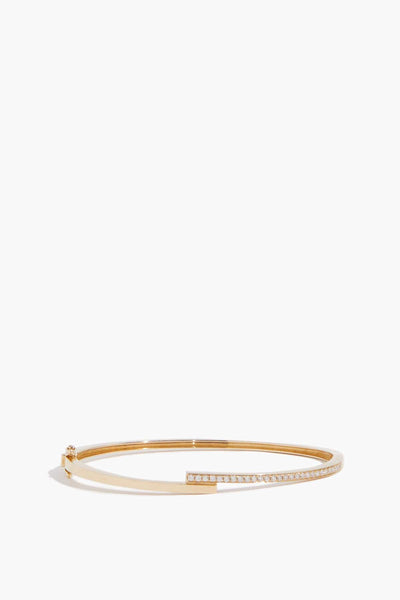 Half Pave Bangle in 14k Yellow Gold