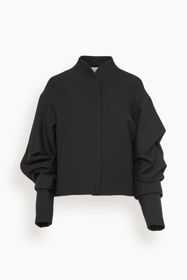 Wrinkled Sleeve Jacket in Black