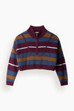 Staud Cropped Hampton Cashmere Sweater in Monaco Stripe