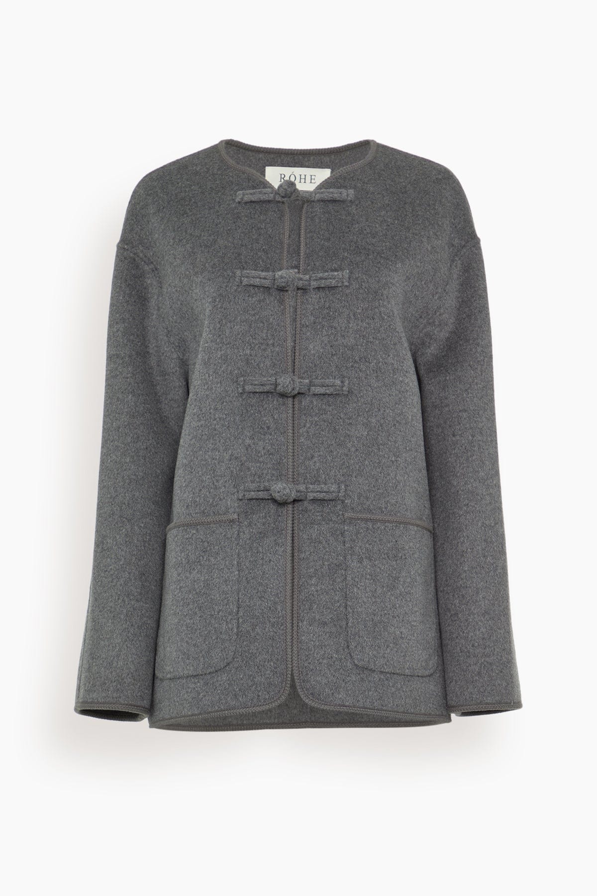 Rohe Mandarin Double-Faced Wool Jacket in Mid Grey Melange