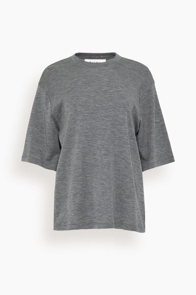 Oversized Soft Merino T-Shirt in Mid Grey Melange