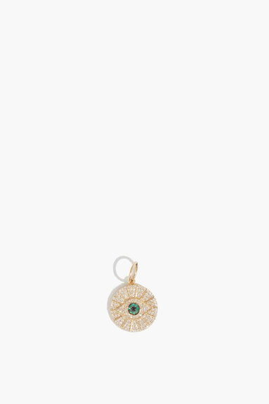 Vintage La Rose Necklaces Pave Evil Eye Pendant in 14k Yellow Gold