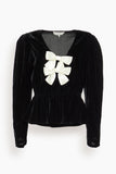 Sea Seraphine Velvet Long Sleeve Top in Black