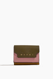 Marni Tri-Fold Wallet in Deep Sage/Misty Rose/Light Curry