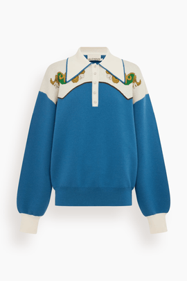 Lasso Knit Polo in Azure